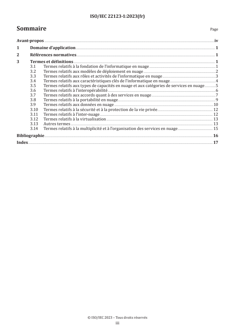 ISO/IEC 22123-1:2023 ISO/IEC 22123-1:2023 - Technologies de l'information — Informatique en nuage — Partie 1: Vocabulaire - Page 3 preview