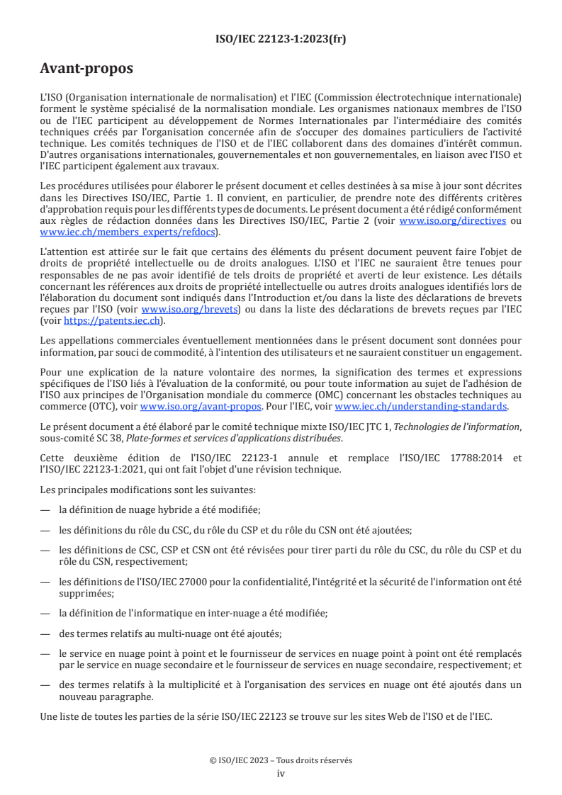 ISO/IEC 22123-1:2023 ISO/IEC 22123-1:2023 - Technologies de l'information — Informatique en nuage — Partie 1: Vocabulaire - Page 4 preview