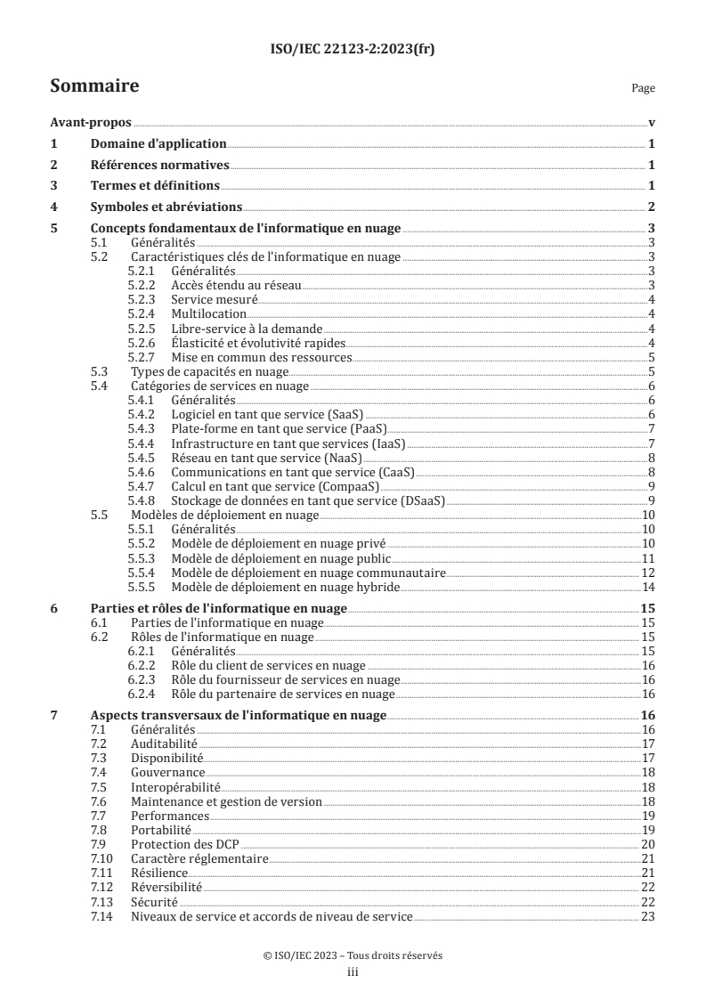 ISO/IEC 22123-2:2023 ISO/IEC 22123-2:2023 - Technologies de l'information — Informatique en nuage — Partie 2: Concepts - Page 3 preview