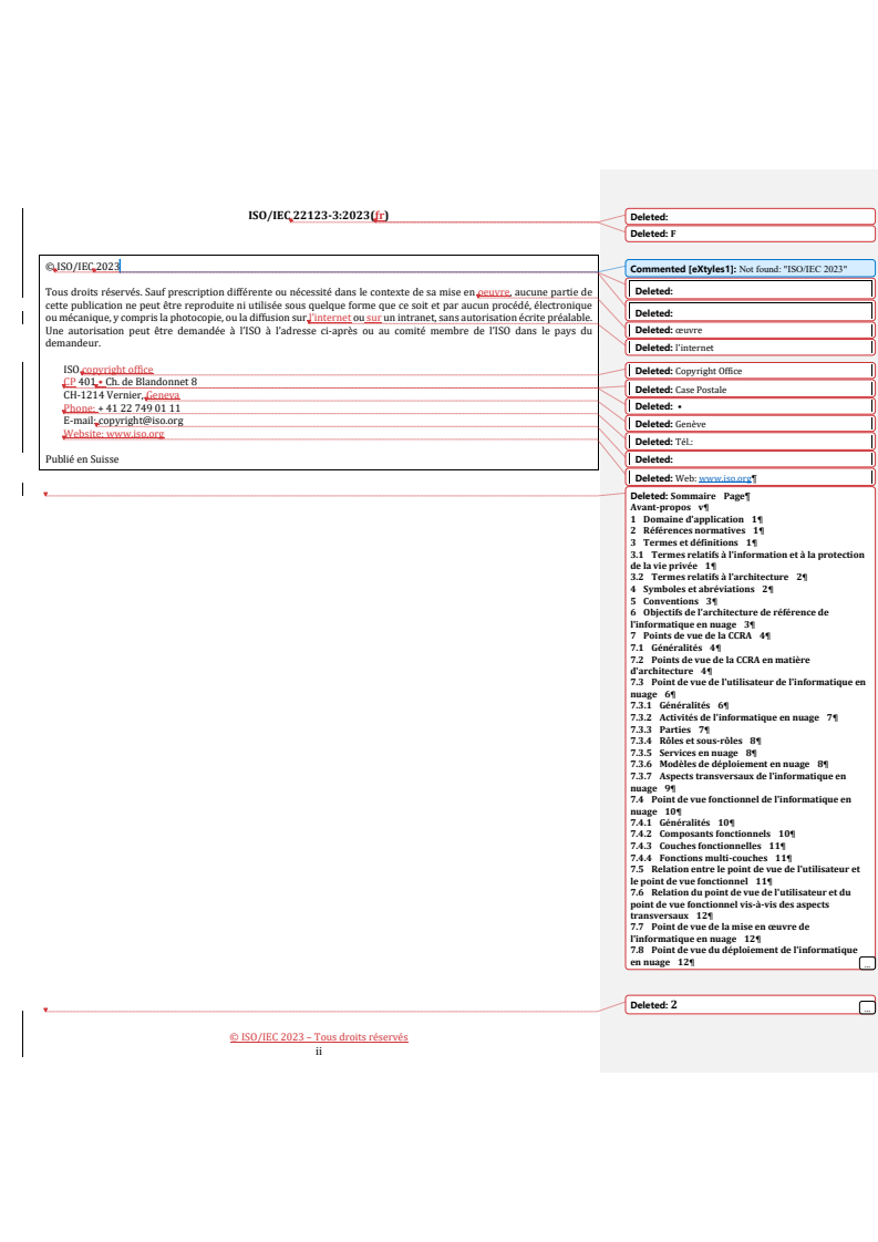ISO/IEC 22123-3:2023 REDLINE ISO/IEC 22123-3:2023 - Technologies de l'information — Informatique en nuage — Partie 3: Architecture de référence - Page 2 preview