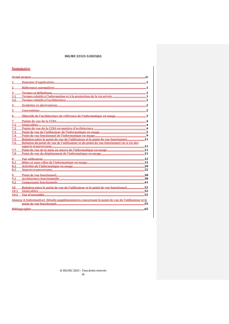 ISO/IEC 22123-3:2023 REDLINE ISO/IEC 22123-3:2023 - Technologies de l'information — Informatique en nuage — Partie 3: Architecture de référence - Page 3 preview