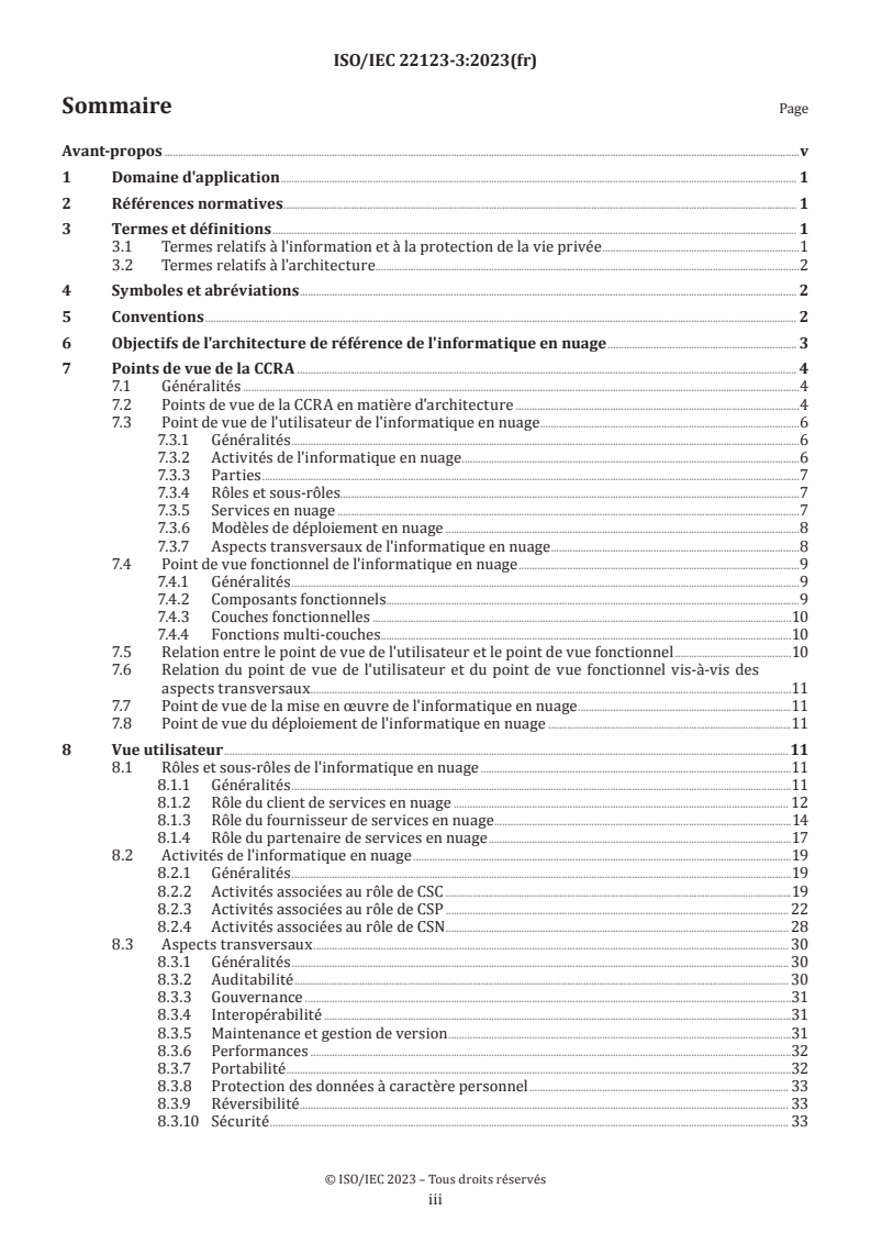 ISO/IEC 22123-3:2023 ISO/IEC 22123-3:2023 - Technologies de l'information — Informatique en nuage — Partie 3: Architecture de référence - Page 3 preview