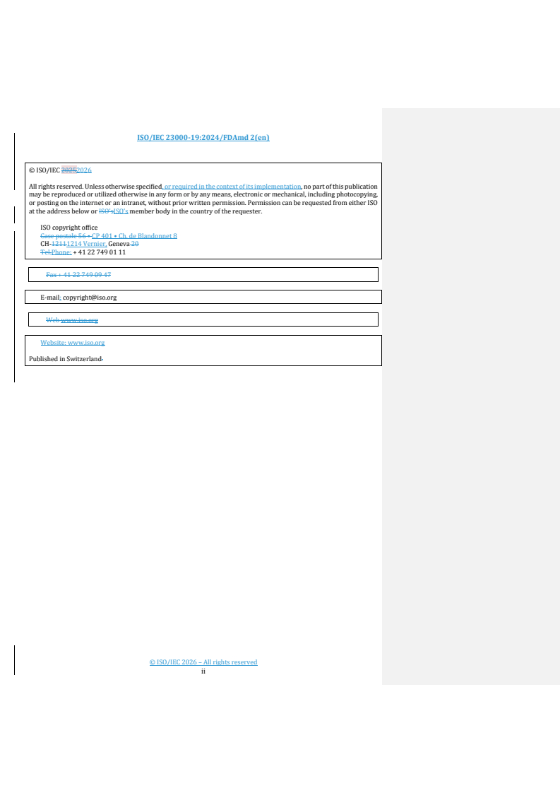 ISO/IEC 23000-19:2024/Amd 2 REDLINE ISO/IEC 23000-19:2024/FDAmd 2 - Information technology — Multimedia application format (MPEG-A) — Part 19: Common media application format (CMAF) for segmented media — Amendment 2: Additional structural CMAF brand profile - Page 2 preview