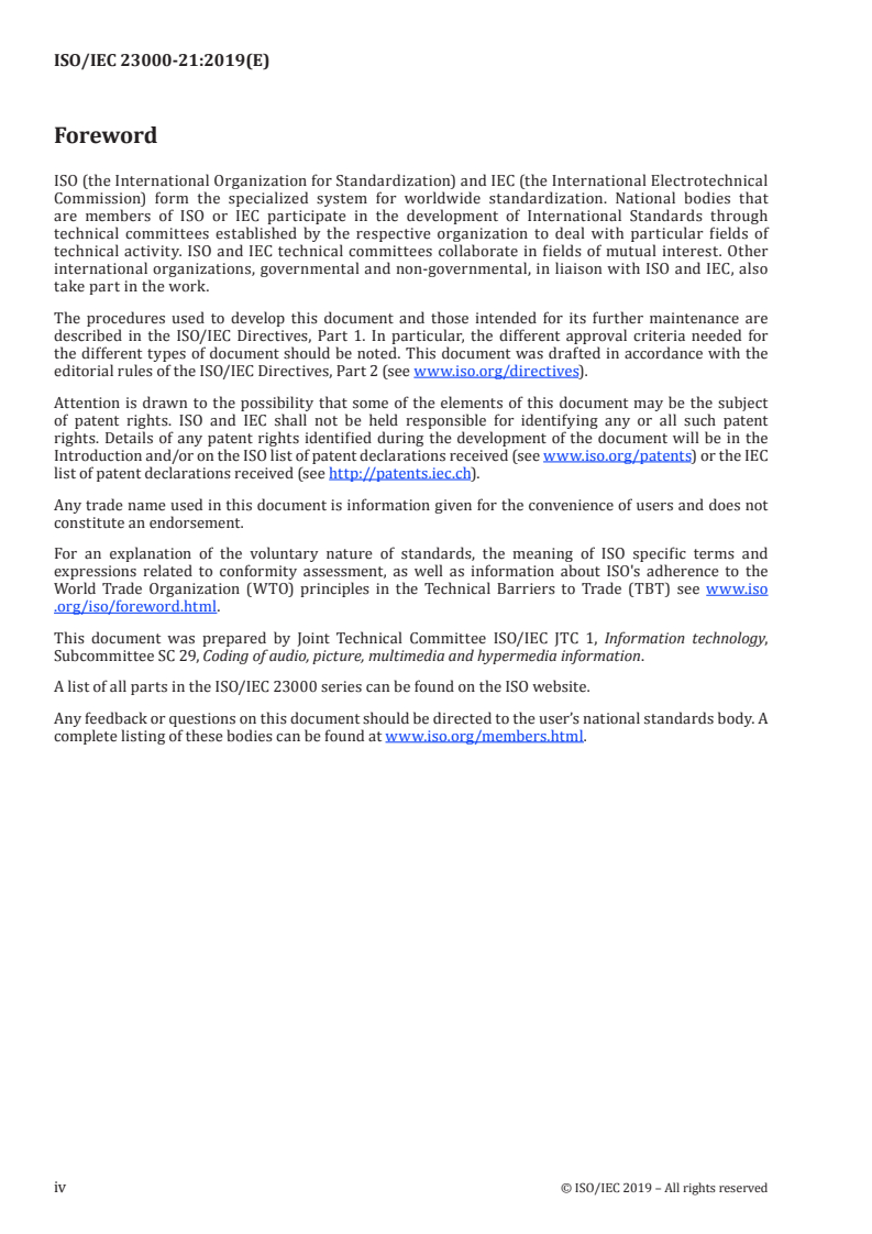 ISO/IEC 23000-21:2019 ISO/IEC 23000-21:2019 - Information technology — Multimedia application format (MPEG-A) — Part 21: Visual identity management application format
Released:7/3/2019 - Page 4 preview