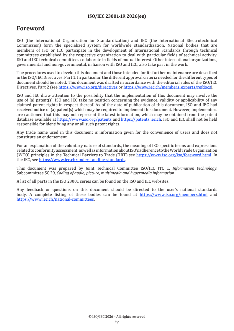 ISO/IEC 23001-19:2026 ISO/IEC 23001-19:2026 - Information technology — MPEG systems technologies — Part 19: Carriage of green metadata - Page 4 preview