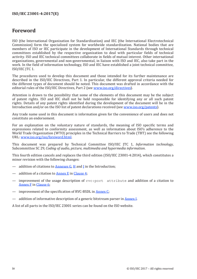 ISO/IEC 23001-4:2017 ISO/IEC 23001-4:2017 - Information technology — MPEG systems technologies — Part 4: Codec configuration representation/9/2017 - Page 4 preview