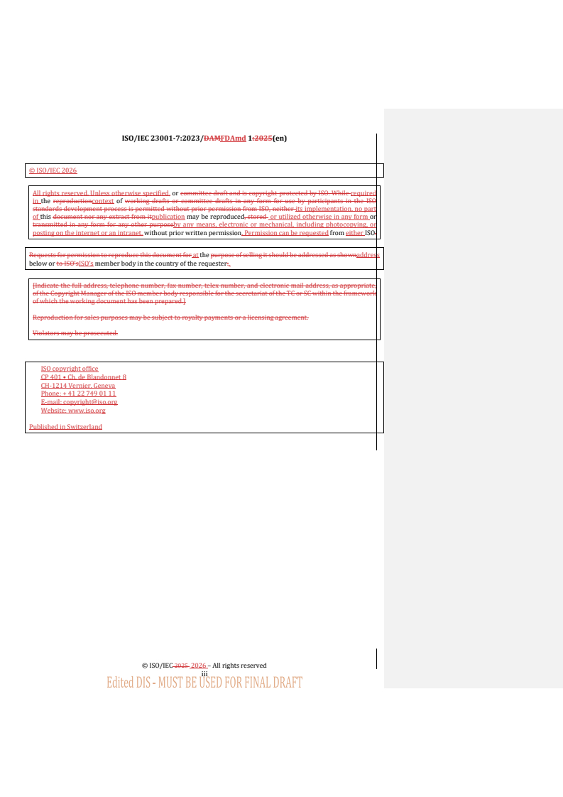 ISO/IEC 23001-7:2023/FDAmd 1 REDLINE ISO/IEC 23001-7:2023/FDAmd 1 - Information technology — MPEG systems technologies — Part 7: Common encryption in ISO base media file format files — Amendment 1: Support for AES-256 - Page 3 preview