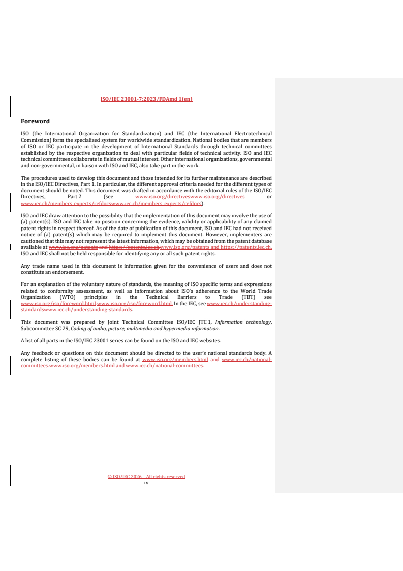 ISO/IEC 23001-7:2023/FDAmd 1 REDLINE ISO/IEC 23001-7:2023/FDAmd 1 - Information technology — MPEG systems technologies — Part 7: Common encryption in ISO base media file format files — Amendment 1: Support for AES-256 - Page 4 preview