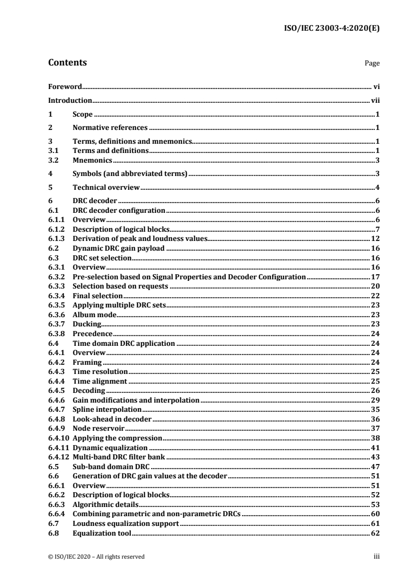 ISO/IEC 23003-4:2020 ISO/IEC 23003-4:2020 - Information technology — MPEG audio technologies — Part 4: Dynamic range control/4/2020 - Page 3 preview