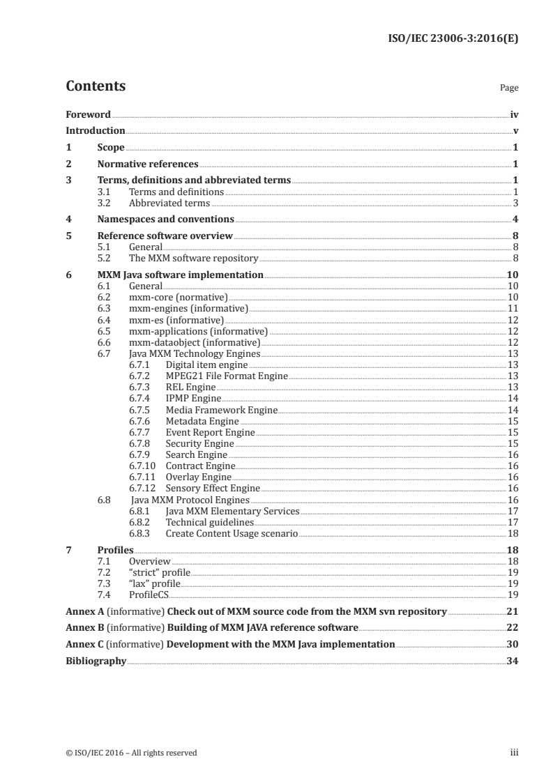 ISO/IEC 23006-3:2016 ISO/IEC 23006-3:2016 - Information technology — Multimedia service platform technologies — Part 3: Conformance and reference software/5/2016 - Page 3 preview