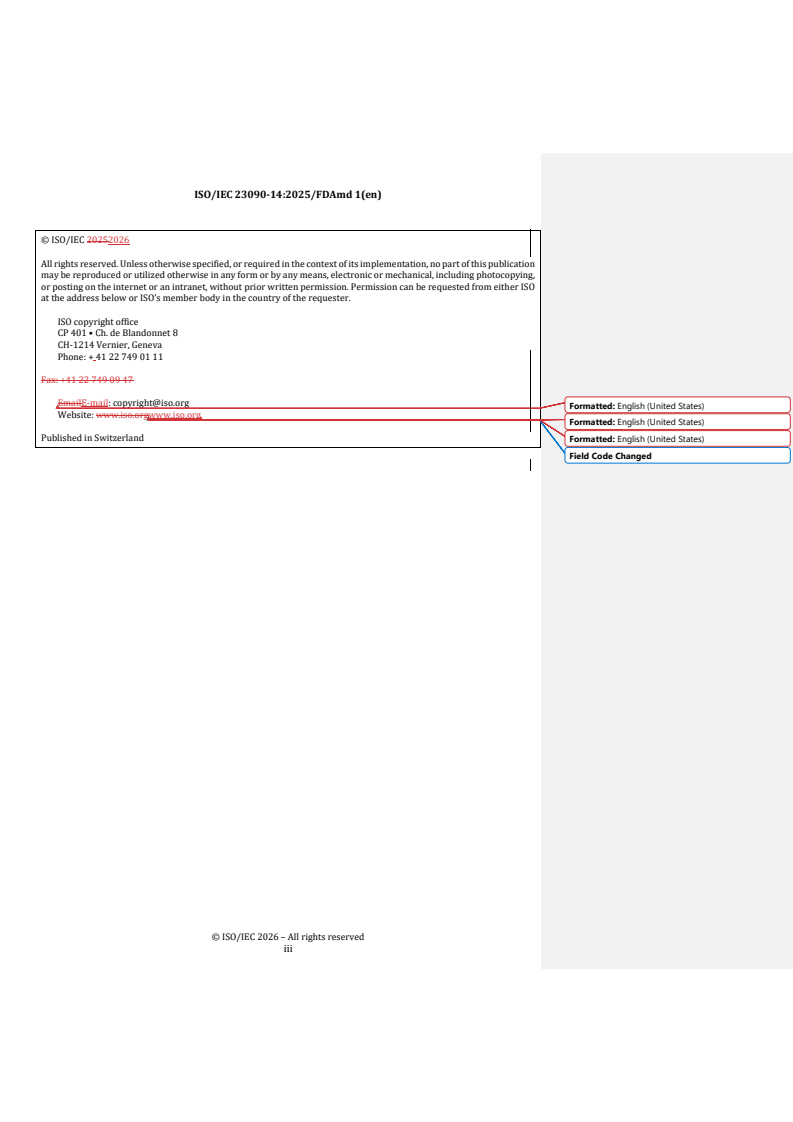 ISO/IEC 23090-14:2025/FDAmd 1 REDLINE ISO/IEC 23090-14:2025/FDAmd 1 - Information technology — Coded representation of immersive media — Part 14: Scene description — Amendment 1: Support of MPEG-I audio, scene understanding and other extensions - Page 3 preview