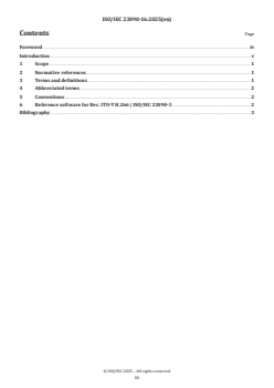 ISO/IEC 23090-16:2025 ISO/IEC 23090-16:2025 - Information technology — Coded representation of immersive media — Part 16: Reference software for versatile video coding
Released:20. 11. 2025 - Page 3 preview