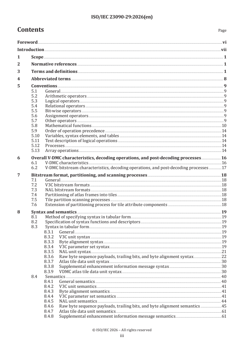 ISO/IEC 23090-29:2026 ISO/IEC 23090-29:2026 - Information technology — Coded representation of immersive media — Part 29: Video-based dynamic mesh coding (V-DMC) - Page 3 preview