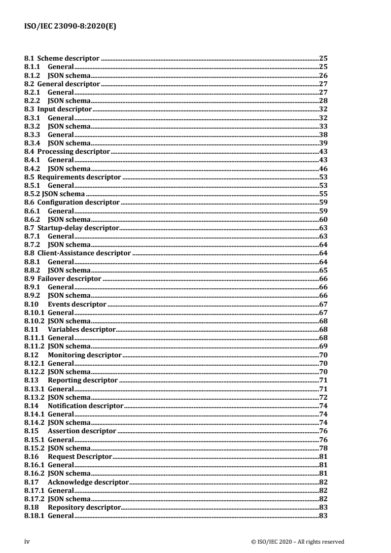 ISO/IEC 23090-8:2020 ISO/IEC 23090-8:2020 - Information technology — Coded representation of immersive media — Part 8: Network based media processing/18/2020 - Page 4 preview