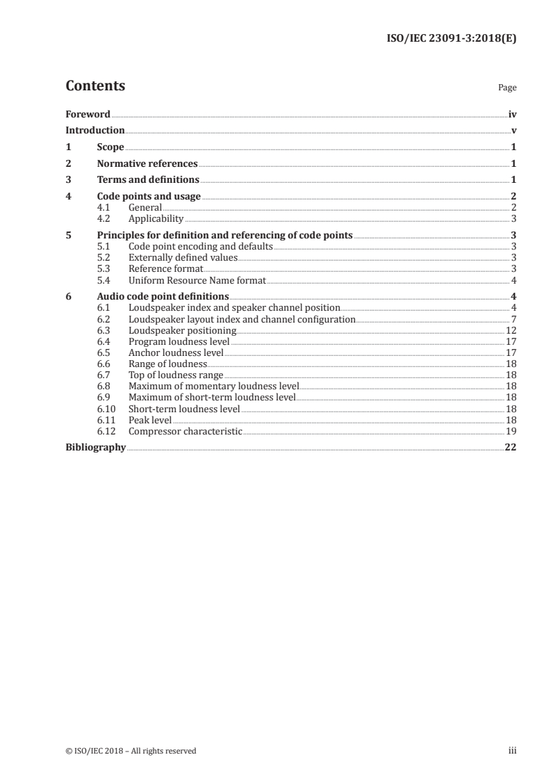 ISO/IEC 23091-3:2018 ISO/IEC 23091-3:2018 - Information technology — Coding-independent code points — Part 3: Audio/11/2018 - Page 3 preview