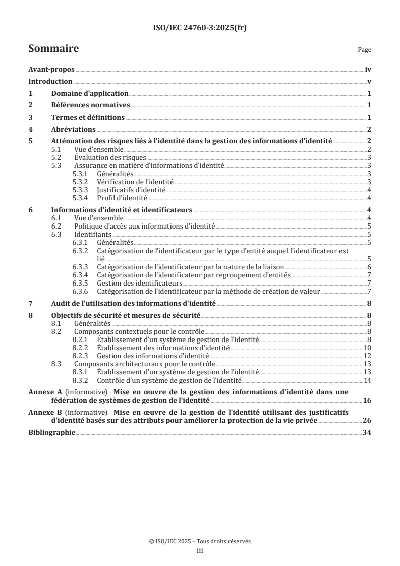 ISO/IEC 24760-3:2025 ISO/IEC 24760-3:2025 - Sécurité de l'information, cybersécurité et protection de la vie privée — Cadre pour la gestion de l'identité — Partie 3: Mise en œuvre - Page 3 preview