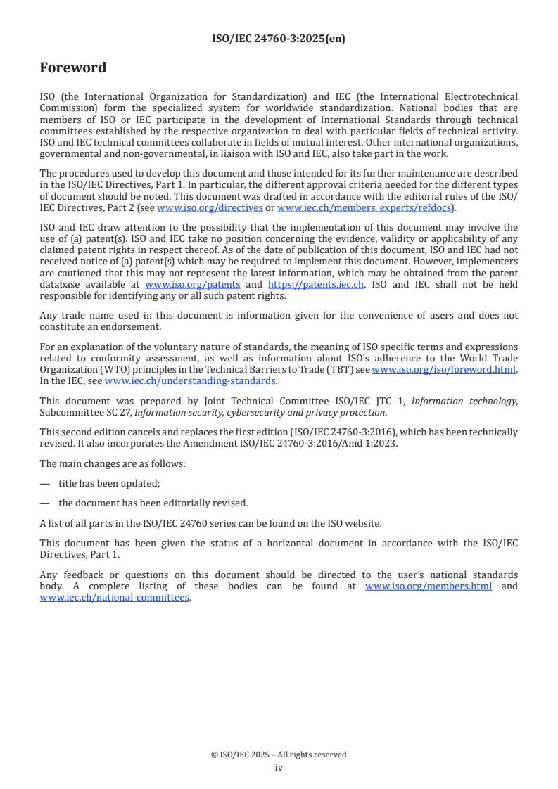 ISO/IEC 24760-3:2025 ISO/IEC 24760-3:2025 - Information security, cybersecurity and privacy protection — A framework for identity management — Part 3: Practice
Released:16. 09. 2025 - Page 4 preview