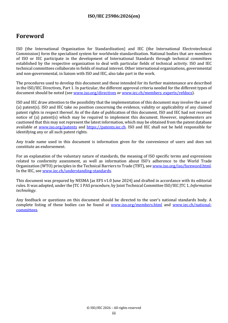 ISO/IEC 25986:2026 ISO/IEC 25986:2026 - Software engineering — NESMA functional size measurement method — Easy functional sizing (EFS) - Page 3 preview