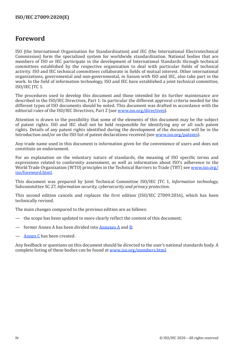 oSIST ISO/IEC DIS 27009:2019 ISO/IEC 27009:2020 - Information security, cybersecurity and privacy protection — Sector-specific application of ISO/IEC 27001 — Requirements/21/2020 - Page 4 preview