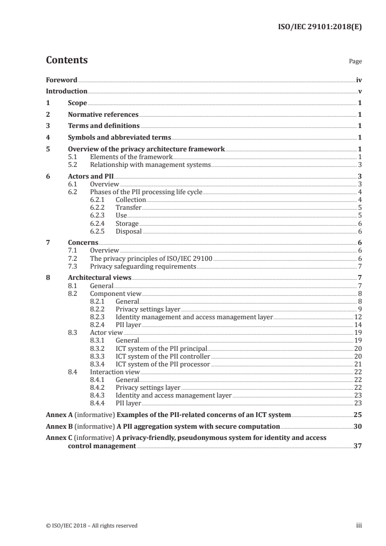 ISO/IEC 29101:2018 ISO/IEC 29101:2018 - Information technology — Security techniques — Privacy architecture framework/28/2018 - Page 3 preview