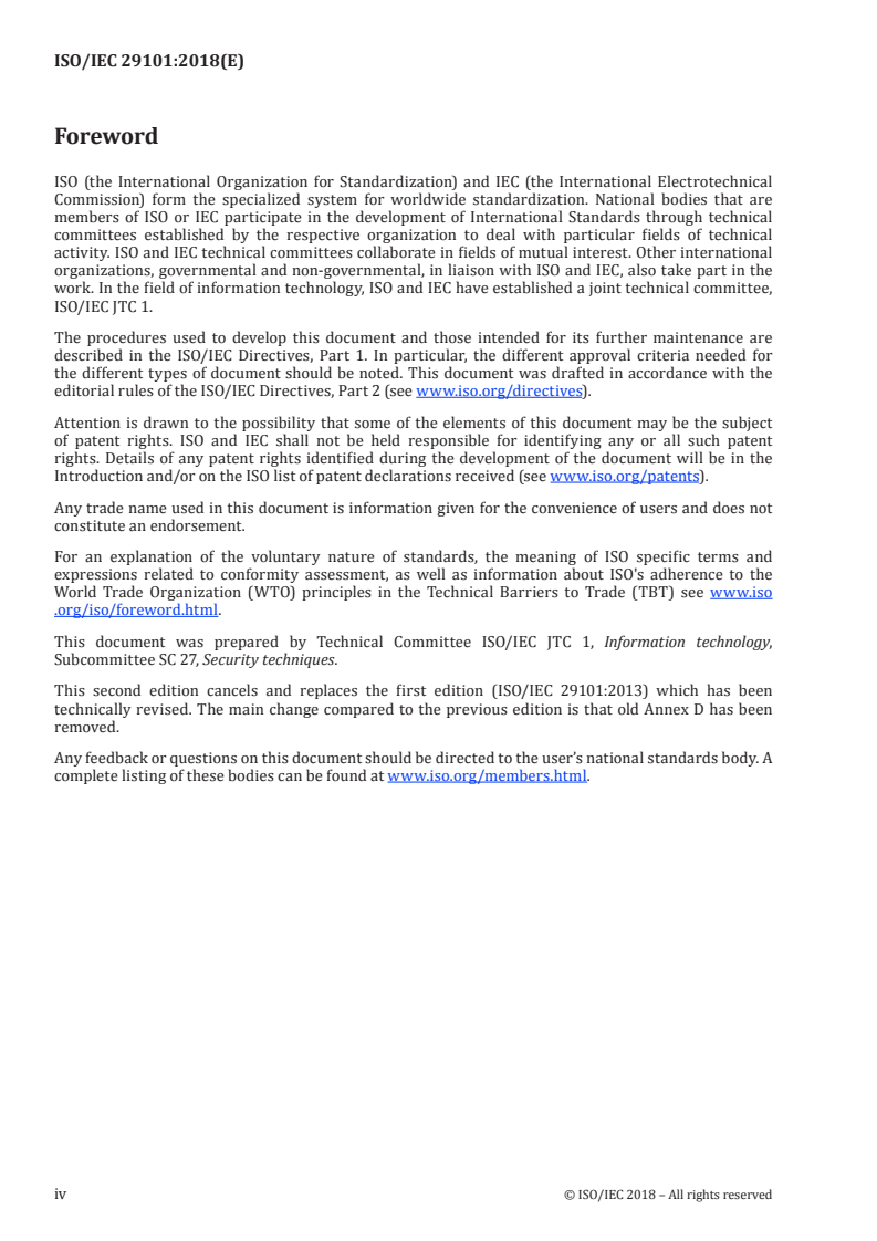 ISO/IEC 29101:2018 ISO/IEC 29101:2018 - Information technology — Security techniques — Privacy architecture framework/28/2018 - Page 4 preview