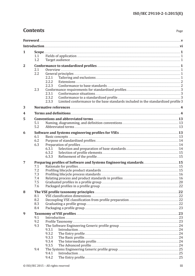 ISO/IEC 29110-2-1:2015 ISO/IEC 29110-2-1:2015 - Software engineering — Lifecycle profiles for Very Small Entities (VSEs) — Part 2-1: Framework and taxonomy/3/2015 - Page 3 preview