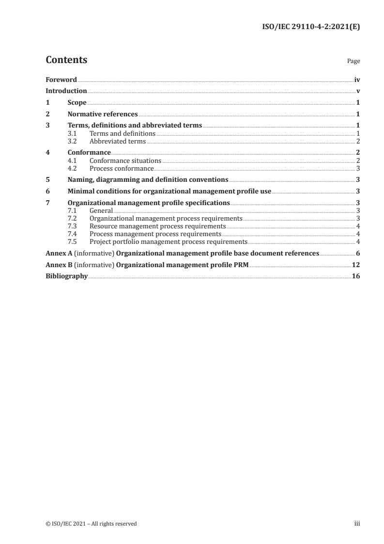 ISO/IEC 29110-4-2:2021 ISO/IEC 29110-4-2:2021 - Systems and software engineering — Lifecycle profiles for Very Small Entities (VSEs) — Part 4-2: Software engineering: Profile specifications: Organizational management profile group/16/2021 - Page 3 preview