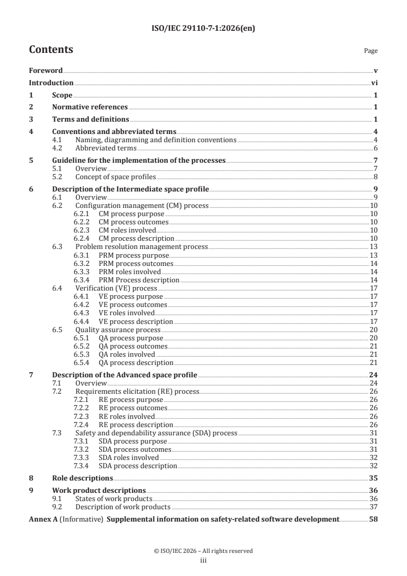 ISO/IEC 29110-7-1:2026 ISO/IEC 29110-7-1:2026 - Systems and software engineering — Life cycle profiles for very small entities (VSEs) — Part 7-1: Space software engineering guidelines - Page 3 preview