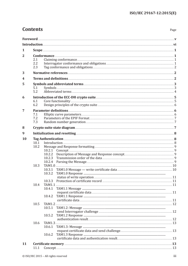 ISO/IEC 29167-12:2015 ISO/IEC 29167-12:2015 - Information technology — Automatic identification and data capture techniques — Part 12: Crypto suite ECC-DH security services for air interface communications/21/2015 - Page 3 preview