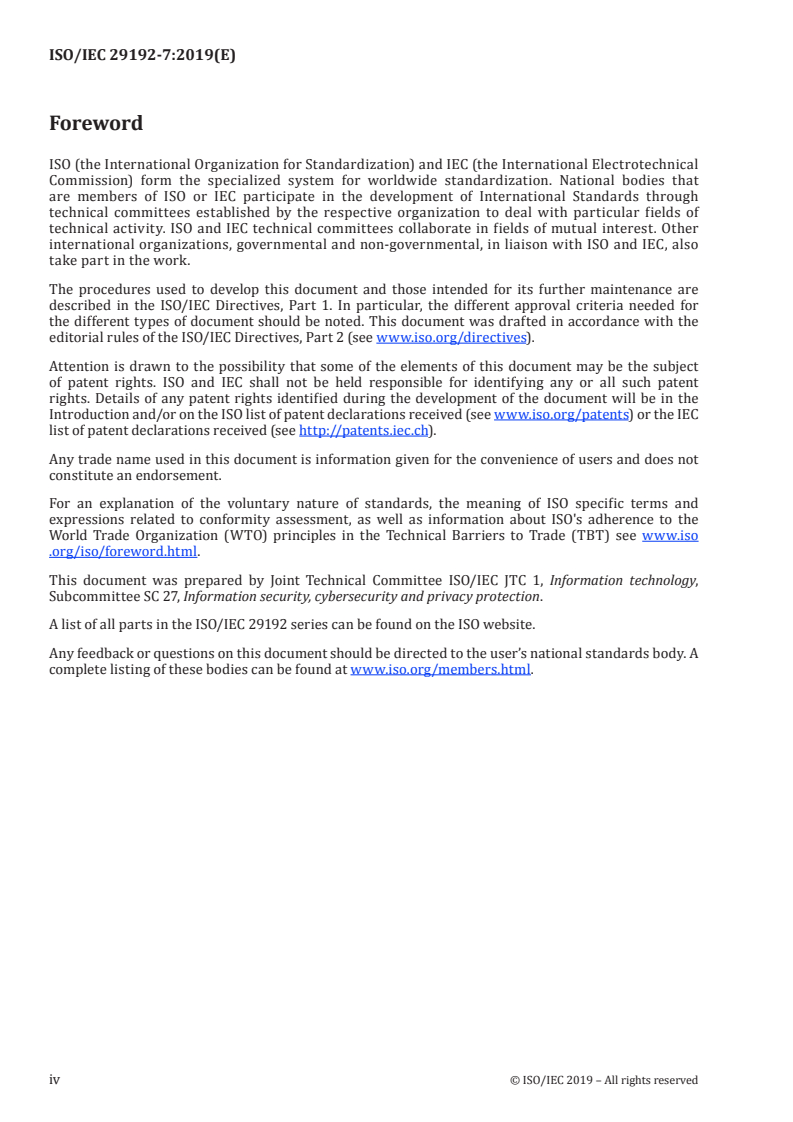 ISO/IEC 29192-7:2019 ISO/IEC 29192-7:2019 - Information security — Lightweight cryptography — Part 7: Broadcast authentication protocols/16/2019 - Page 4 preview