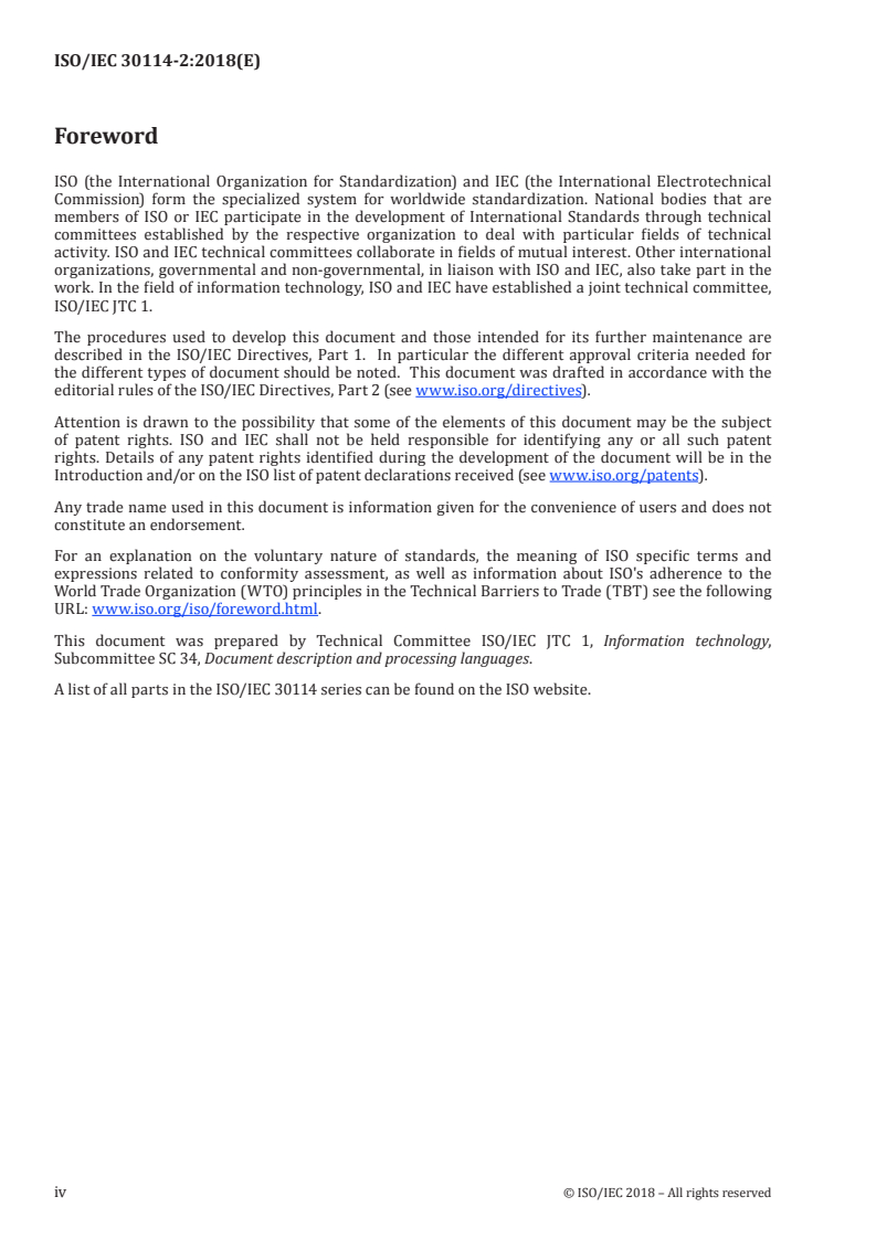 ISO/IEC 30114-2:2018 ISO/IEC 30114-2:2018 - Information technology — Extensions of Office Open XML file formats — Part 2: Character repertoire checking/5/2018 - Page 4 preview