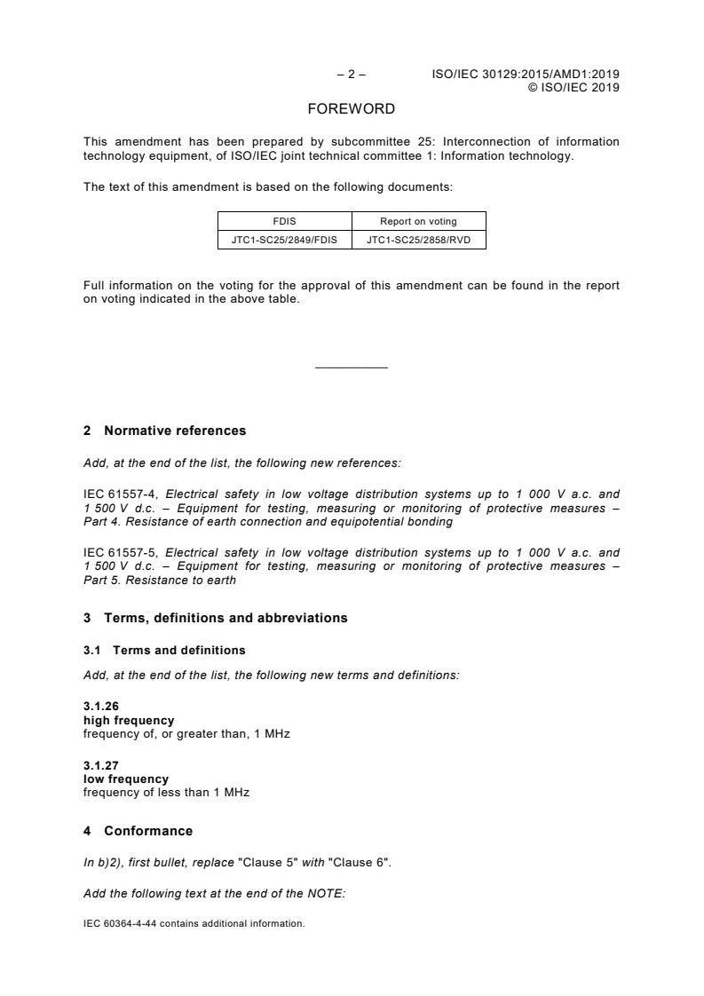 ISO/IEC 30129:2015/Amd 1:2019 ISO/IEC 30129:2015/Amd 1:2019 - Information technology — Telecommunications bonding networks for buildings and other structures — Amendment 1/27/2019 - Page 4 preview