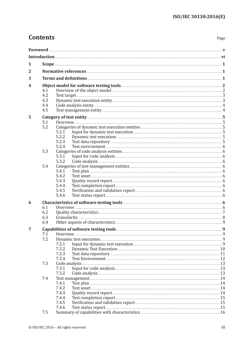 ISO/IEC 30130:2016 ISO/IEC 30130:2016 - Software engineering — Capabilities of software testing tools/19/2016 - Page 3 preview