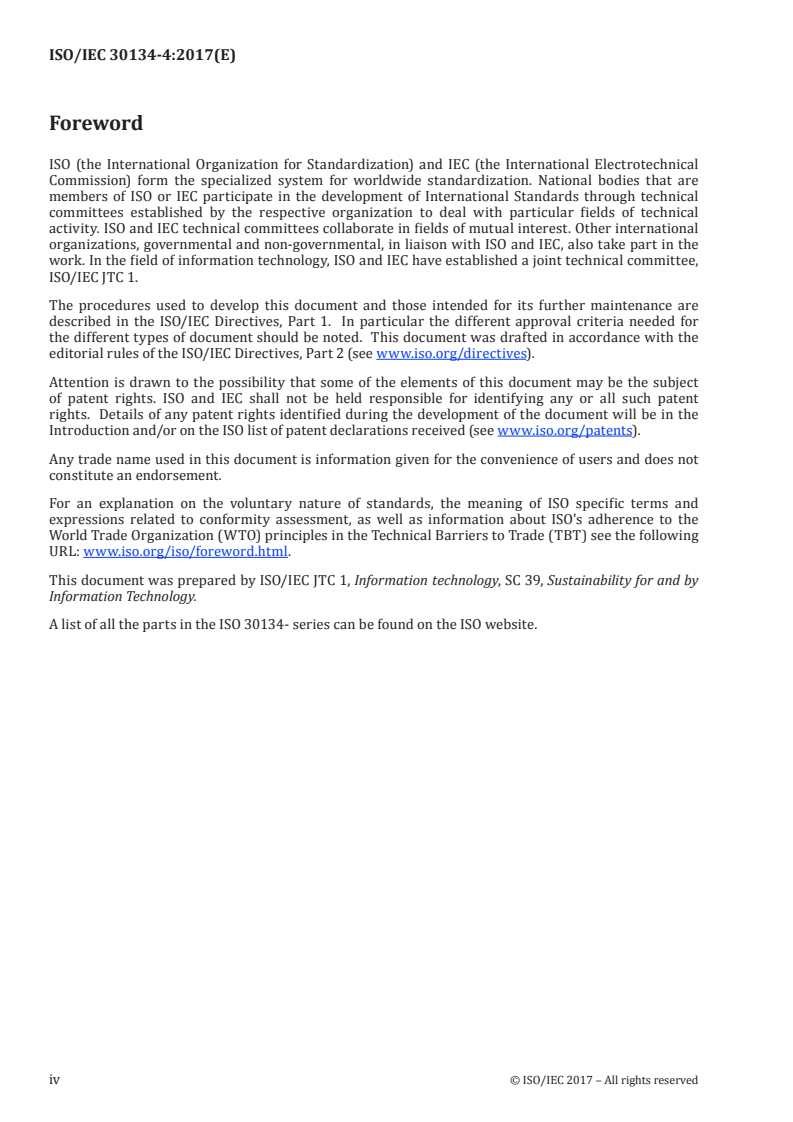 ISO/IEC 30134-4:2017 ISO/IEC 30134-4:2017 - Information technology — Data centres — Key performance indicators — Part 4: IT Equipment Energy Efficiency for servers (ITEEsv)/18/2017 - Page 4 preview