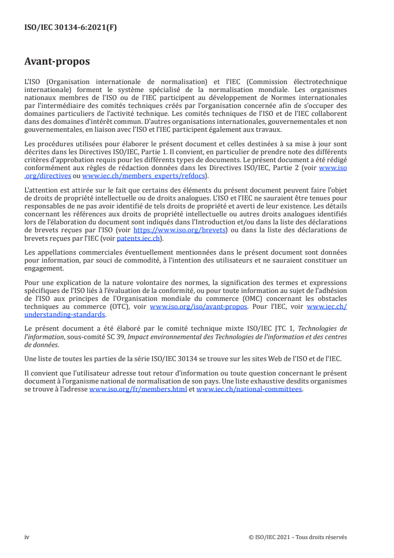 ISO/IEC 30134-6:2021 ISO/IEC 30134-6:2021 - Technologies de l'information — Indicateurs de performance clés des centres de données — Partie 6: Indicateur de réutilisation de l'énergie (ERF)
Released:8/11/2021 - Page 4 preview