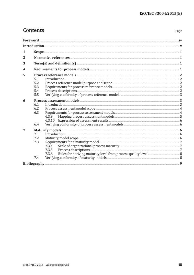 ISO/IEC 33004:2015 ISO/IEC 33004:2015 - Information technology — Process assessment — Requirements for process reference, process assessment and maturity models/20/2017 - Page 3 preview