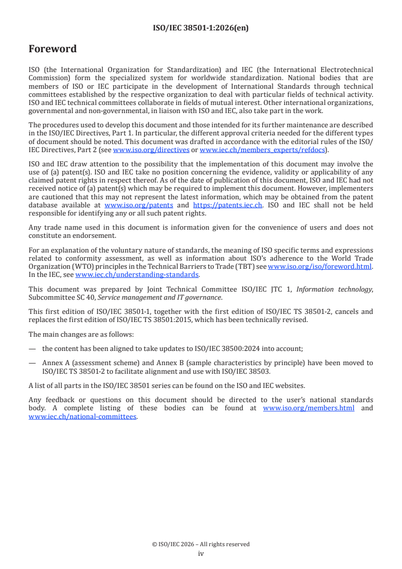 ISO/IEC 38501-1:2026 ISO/IEC 38501-1:2026 - Information technology — Governance of IT implementation guidance — Part 1: General approach - Page 4 preview