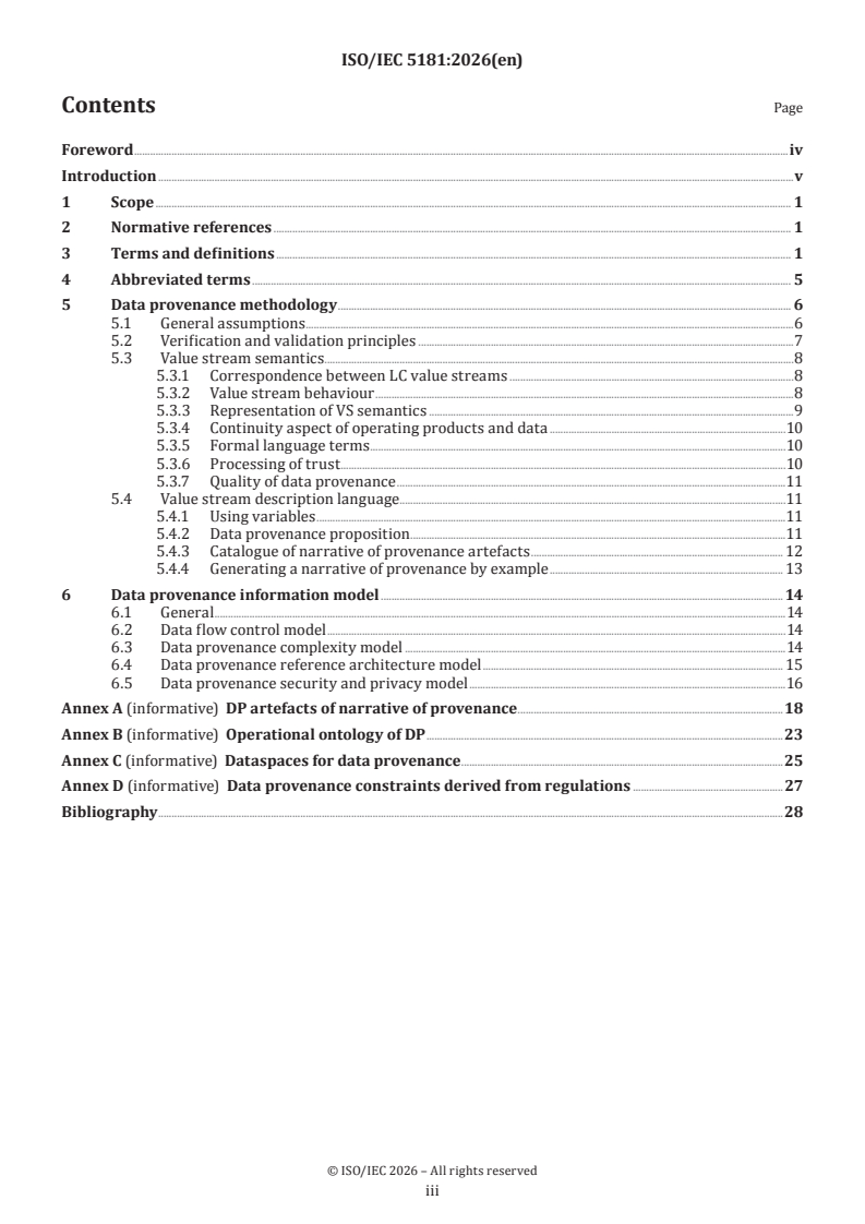 ISO/IEC 5181:2026 ISO/IEC 5181:2026 - Information security, cybersecurity and privacy protection — Data provenance - Page 3 preview