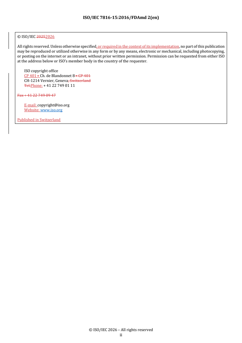 ISO/IEC 7816-15:2016/FDAmd 2 REDLINE ISO/IEC 7816-15:2016/FDAmd 2 - Identification cards — Integrated circuit cards — Part 15: Cryptographic information application — Amendment 2: Quantum safe cryptography - Page 2 preview