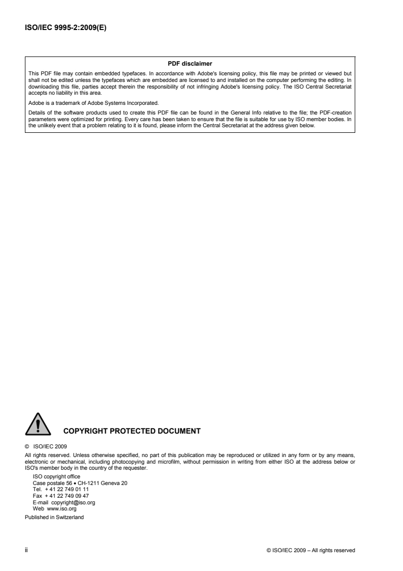 SIST ISO/IEC 9995-2:2010 ISO/IEC 9995-2:2009 - Information technology — Keyboard layouts for text and office systems — Part 2: Alphanumeric section/8/2009 - Page 2 preview