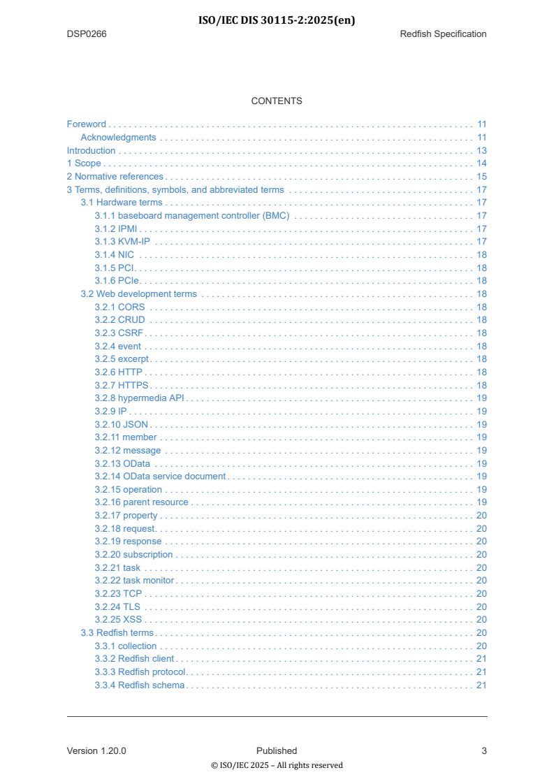 ISO/IEC DIS 30115-2.2 ISO/IEC CD 30115-2.2 - Information technology — Redfish scalable platforms management API specification — Part 2: Redfish data model specification/28/2025 - Page 3 preview