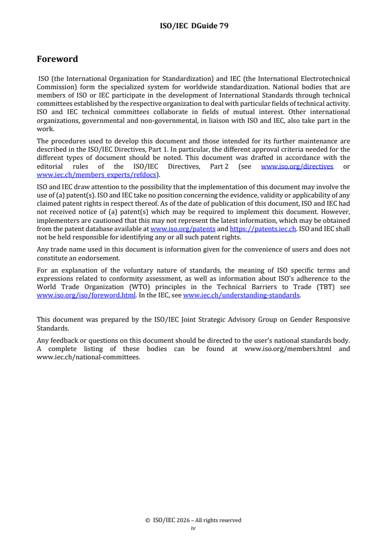 ISO/IEC DGuide 79 ISO/IEC DGuide 79 - Gender responsive standards — Guidance for standards developers - Page 4 preview