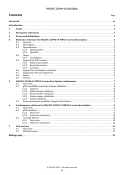 ISO/IEC DIS 23090-24 ISO/IEC 23090-24:2025 - Information technology — Coded representation of immersive media — Part 24: Conformance and reference software for scene description
Released:20. 05. 2025 - Page 3 preview