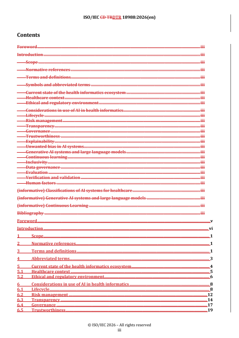 ISO/IEC DTR 18988 REDLINE ISO/IEC DTR 18988 - Artificial intelligence — Application of AI technologies in health informatics - Page 3 preview