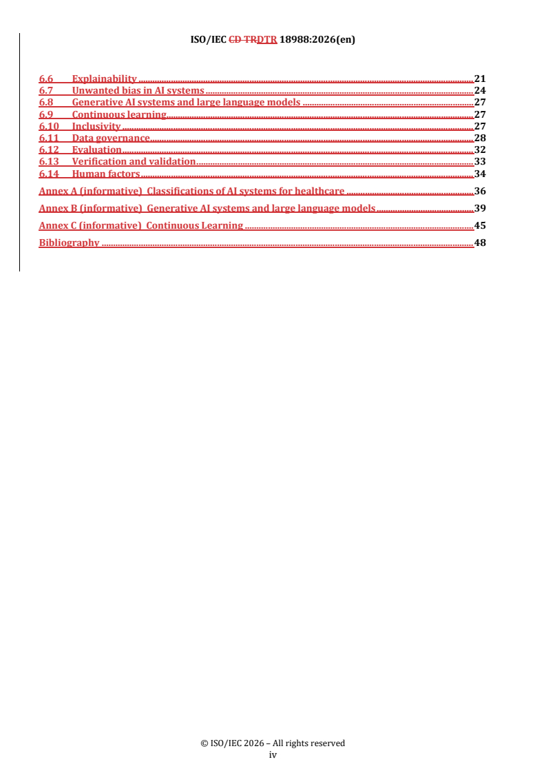 ISO/IEC DTR 18988 REDLINE ISO/IEC DTR 18988 - Artificial intelligence — Application of AI technologies in health informatics - Page 4 preview