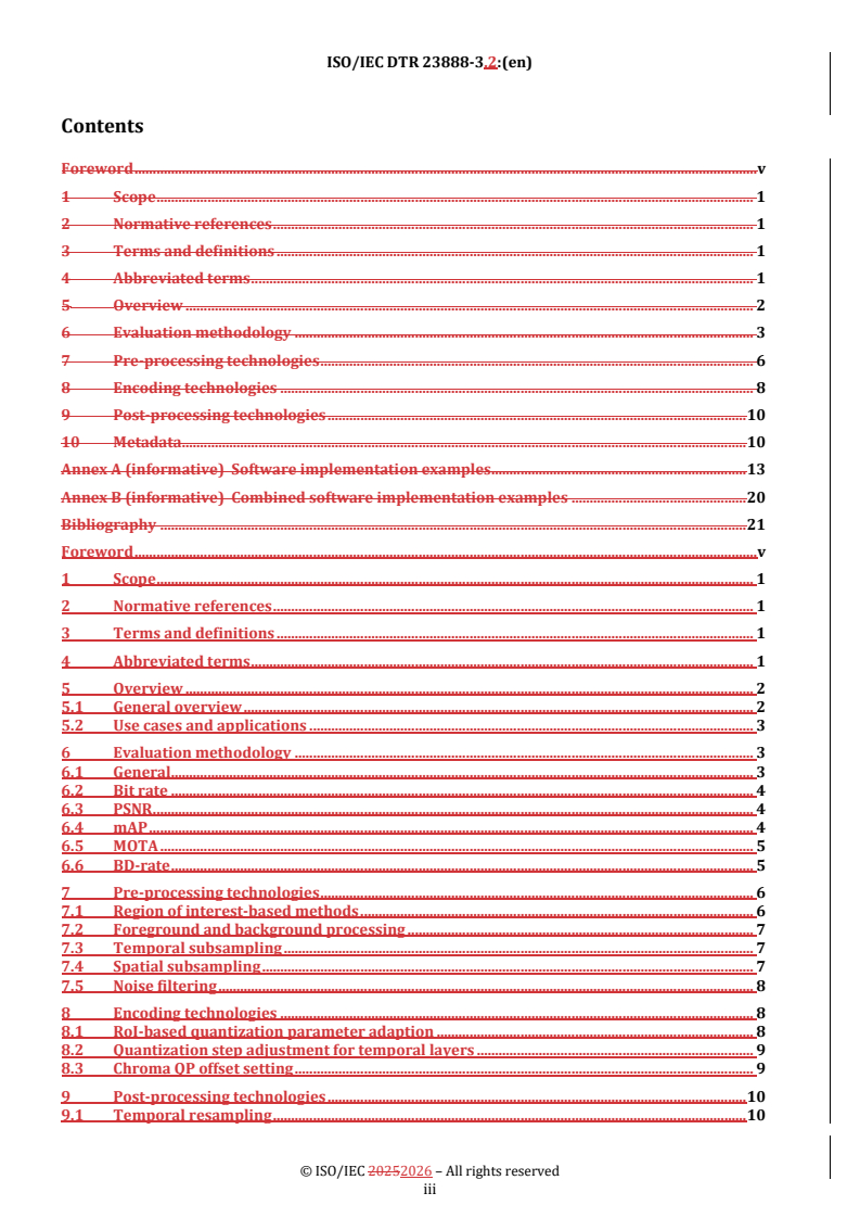 ISO/IEC DTR 23888-3.2 REDLINE ISO/IEC DTR 23888-3.2 - Information technology — Artificial intelligence for multimedia — Part 3: Optimization of encoders and receiving systems for machine analysis of coded video content - Page 3 preview