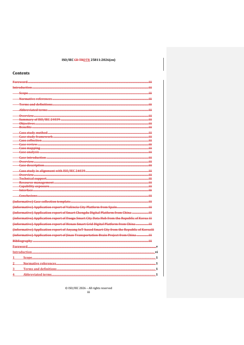 ISO/IEC DTR 25811 REDLINE ISO/IEC DTR 25811 - Information technology — Case study of ISO/IEC 24039 for smart city digital platforms - Page 3 preview