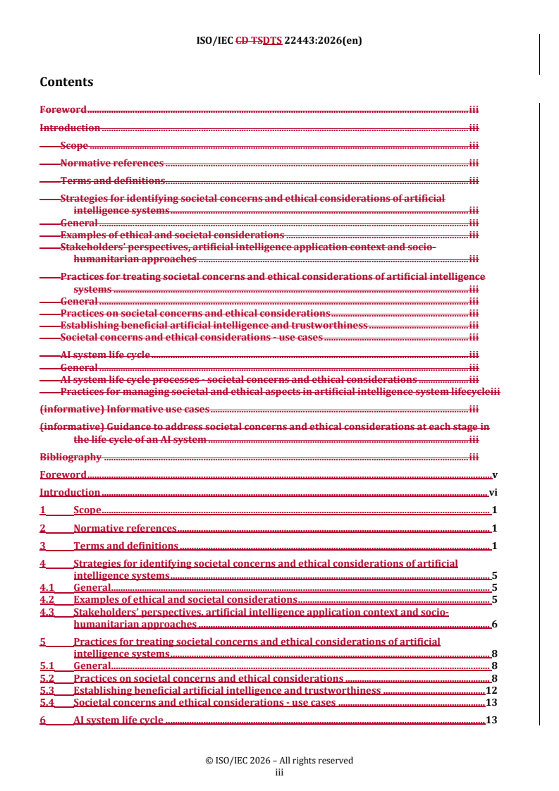 ISO/IEC DTS 22443 REDLINE ISO/IEC DTS 22443 - Information technology — Artificial intelligence — Guidance on addressing societal concerns and ethical considerations - Page 3 preview