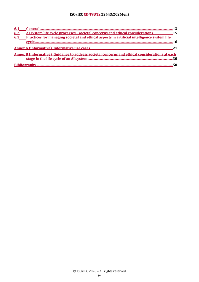 ISO/IEC DTS 22443 REDLINE ISO/IEC DTS 22443 - Information technology — Artificial intelligence — Guidance on addressing societal concerns and ethical considerations - Page 4 preview