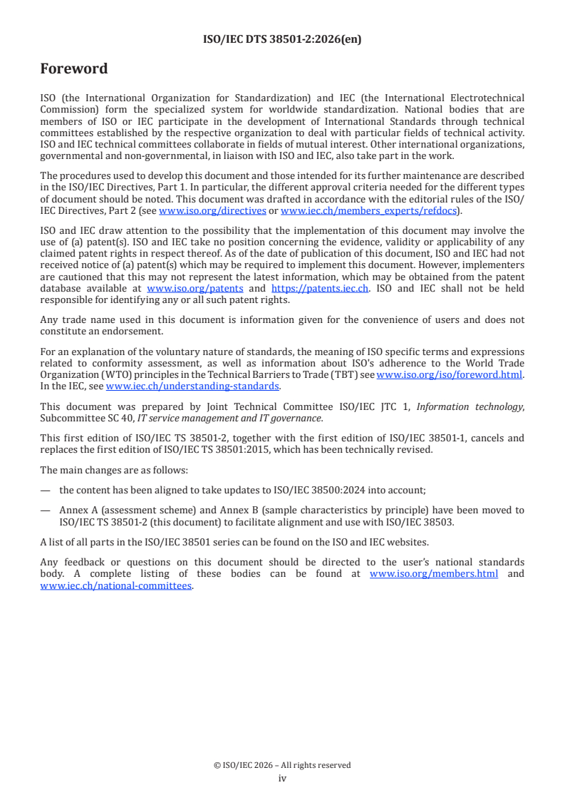 ISO/IEC DTS 38501-2 ISO/IEC DTS 38501-2 - Information technology — Governance of IT implementation guidance — Part 2: Assessment scheme and examples - Page 4 preview
